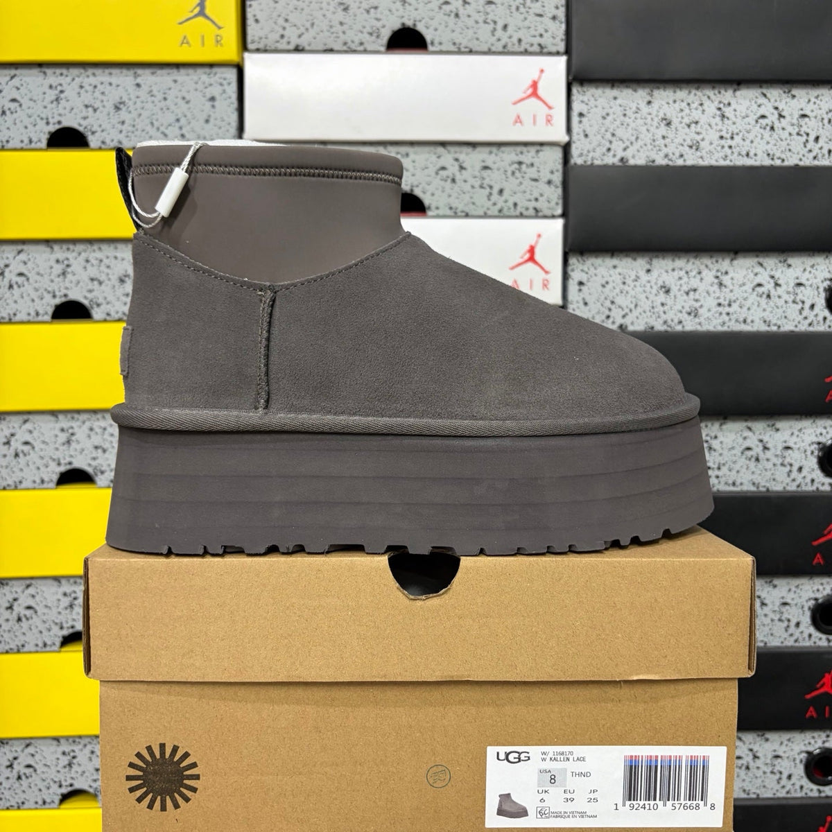 UGG Classic Ultra Mini Platform Boot – Women’s Suede Ankle Boot with Neoprene Collar in Charcoal
